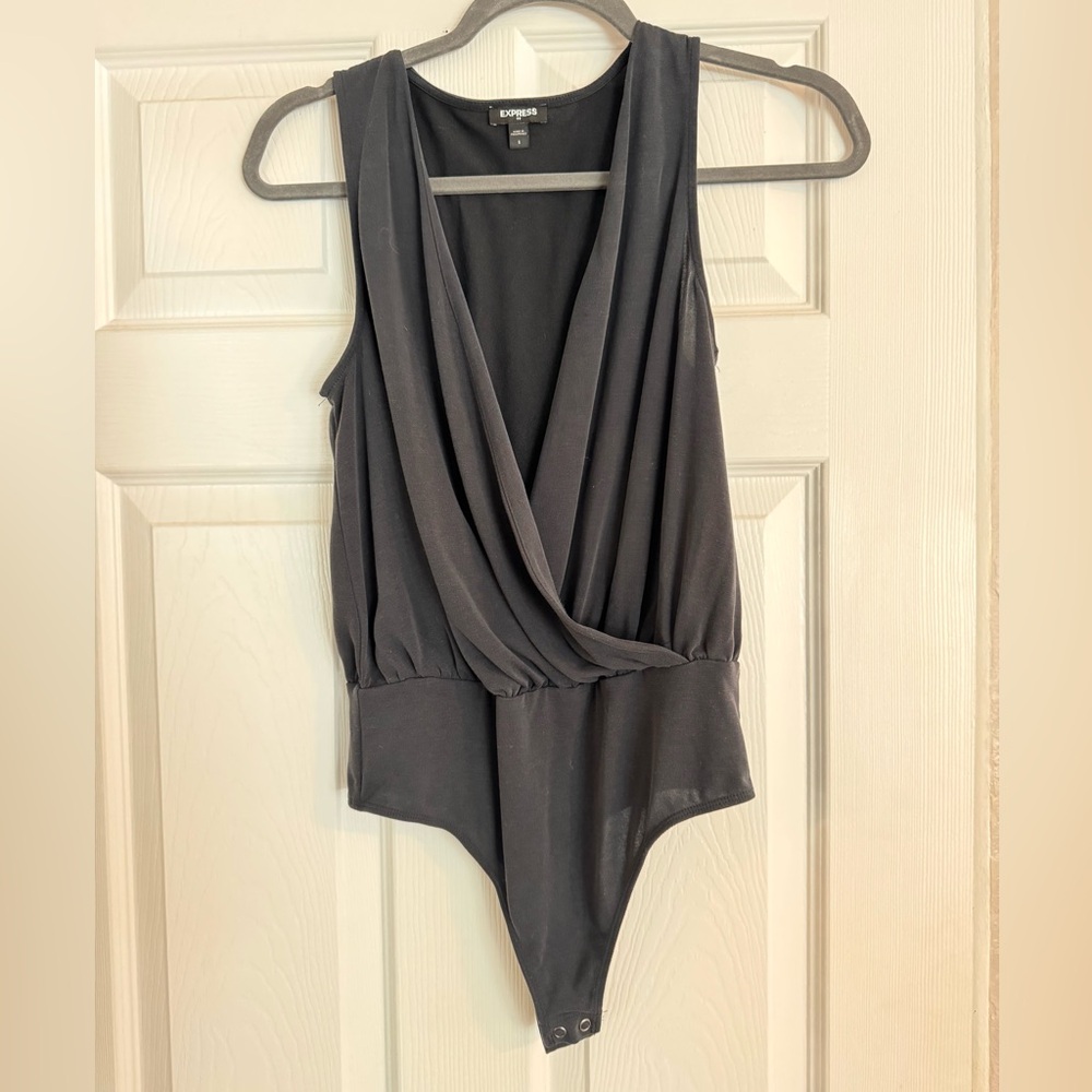 Express Dark Gray Sleeveless Bodysuit